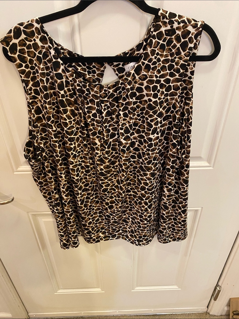 Calvin Klein Brown and Black Giraffe-Print Sleeveless Tank